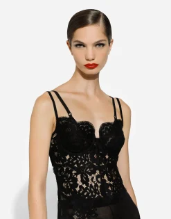 Long silk chiffon and Chantilly lace slip dress