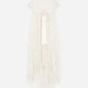 Long silk chiffon and lace dress