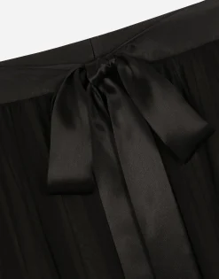 Long silk chiffon skirt with belt