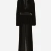 Long silk chiffon tuxedo dress