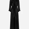 Long silk satin dress with front slit