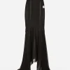 Long silk skirt with mermaid ruffle