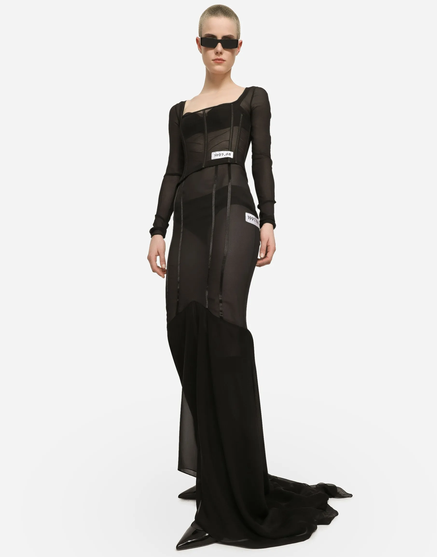Long silk skirt with mermaid ruffle
