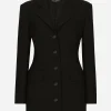 Long single-breasted wool cady Dolce-fit jacket