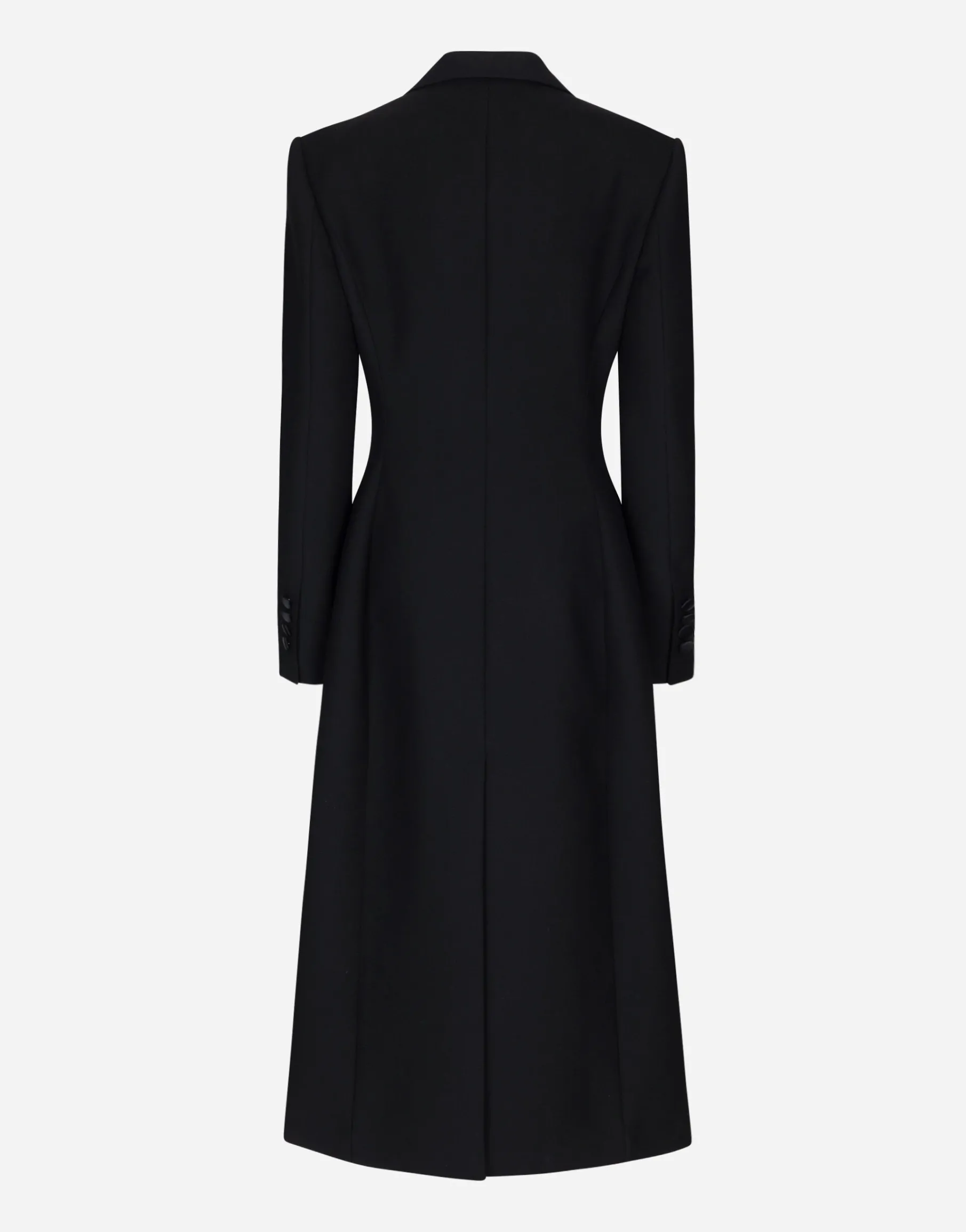 Long single-breasted wool cady coat