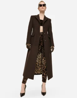 Long single-breasted wool and cashmere coat