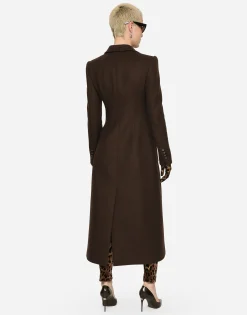 Long single-breasted wool and cashmere coat