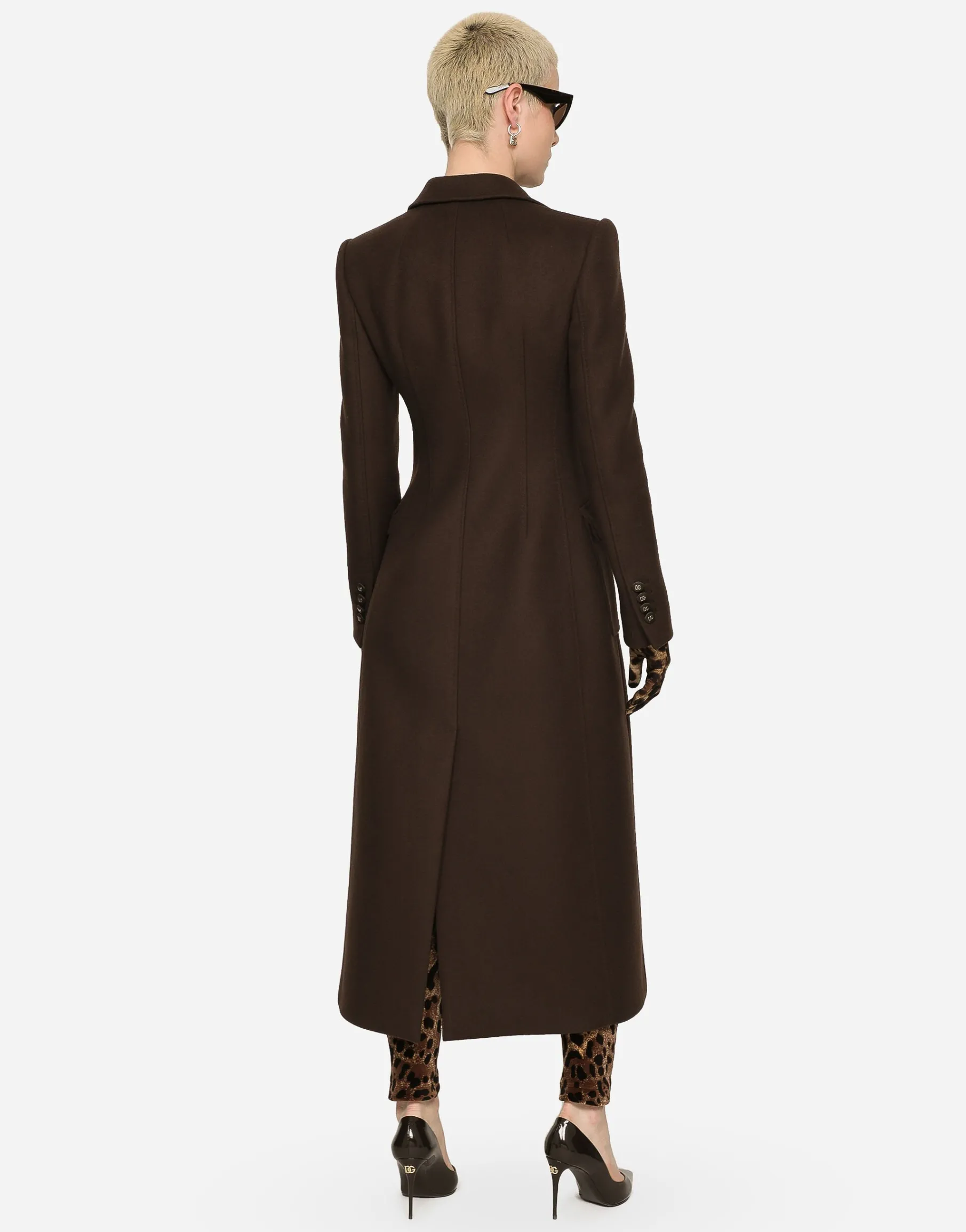 Long single-breasted wool and cashmere coat