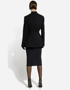 Long single-breasted wool cady Dolce-fit jacket