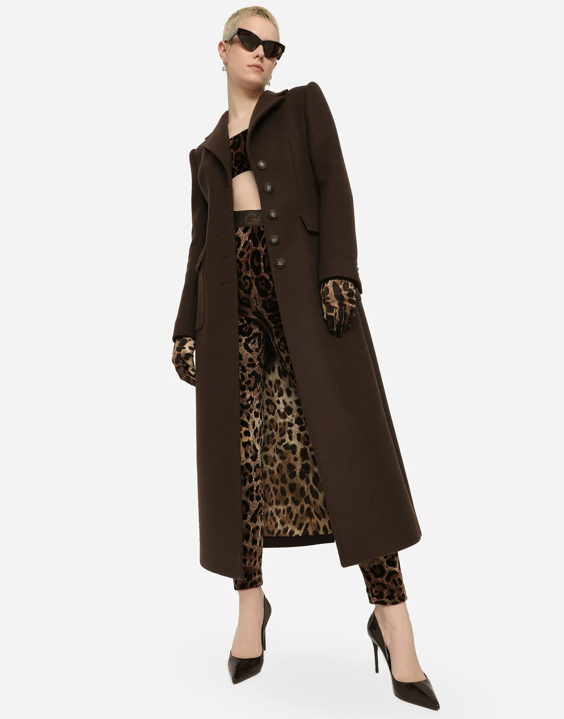 Long single-breasted wool and cashmere coat