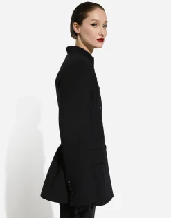 Long single-breasted wool cady Dolce-fit jacket