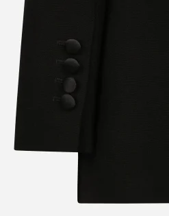 Long single-breasted wool cady Dolce-fit jacket