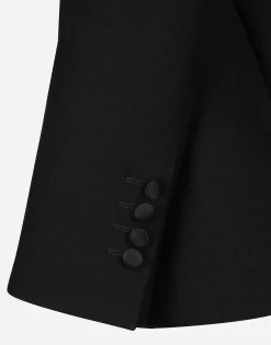 Long single-breasted wool cady Dolce-fit jacket