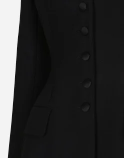 Long single-breasted wool cady Dolce-fit jacket