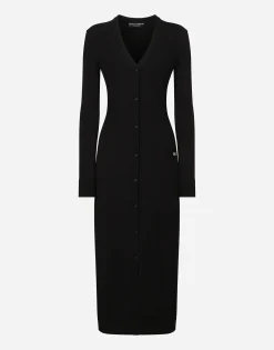 Long stretch viscose knit cardigan with DG logo