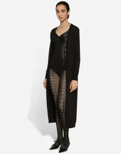 Long stretch viscose knit cardigan with DG logo