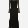 Long tulle dress with fusible rhinestone embellishment