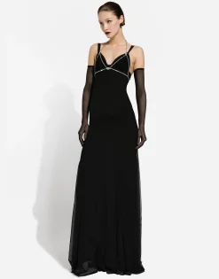 Long tulle slip dress