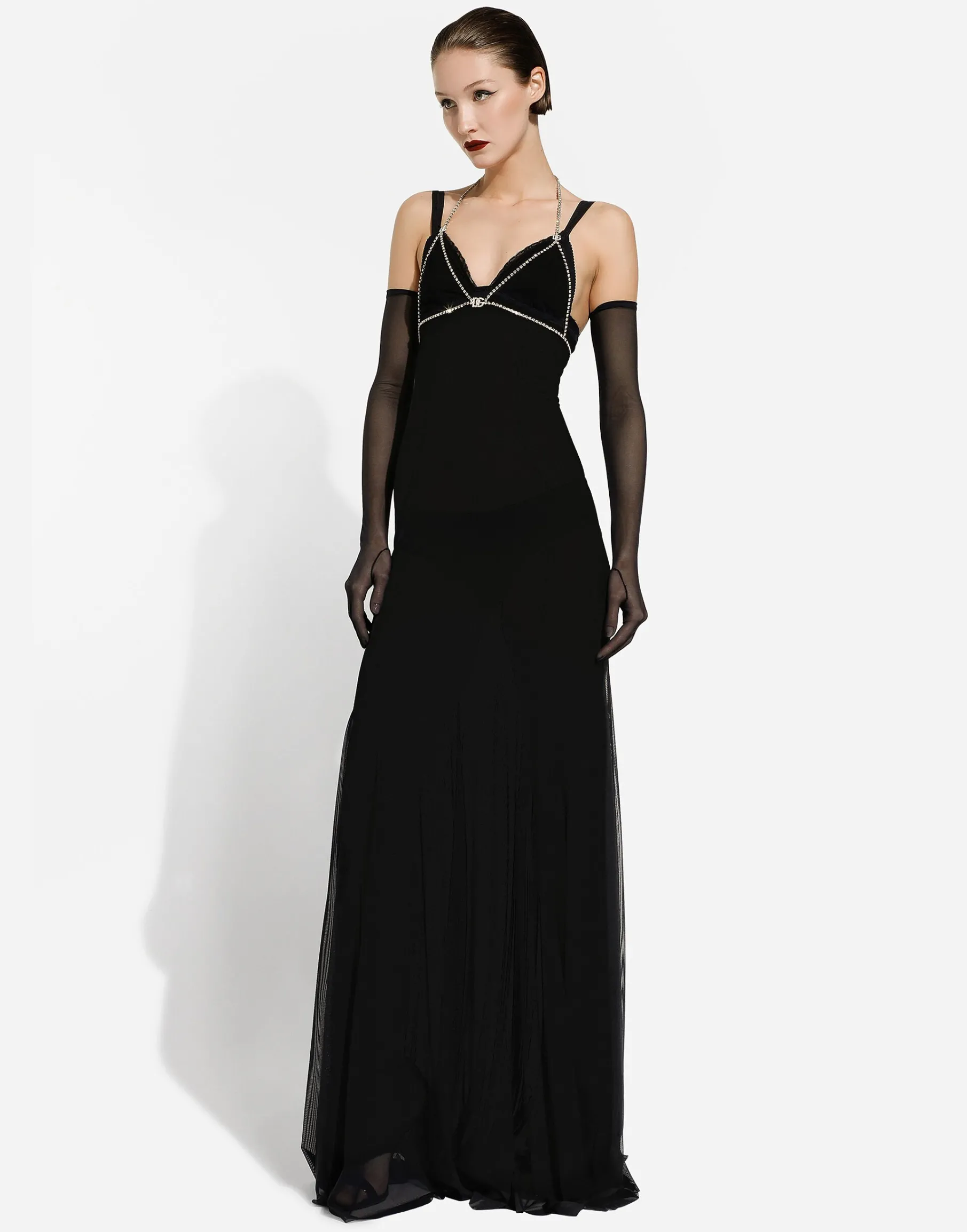 Long tulle slip dress
