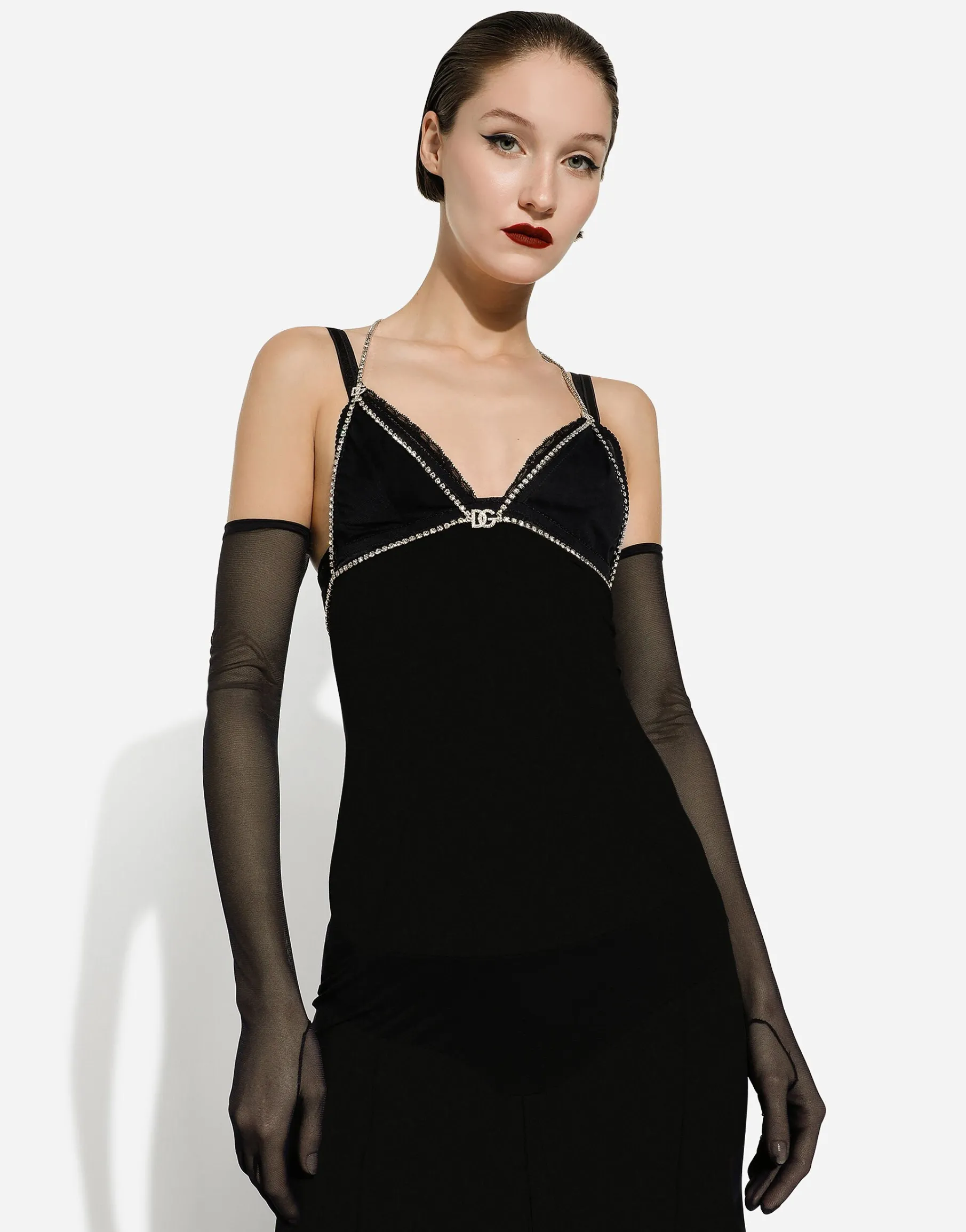 Long tulle slip dress