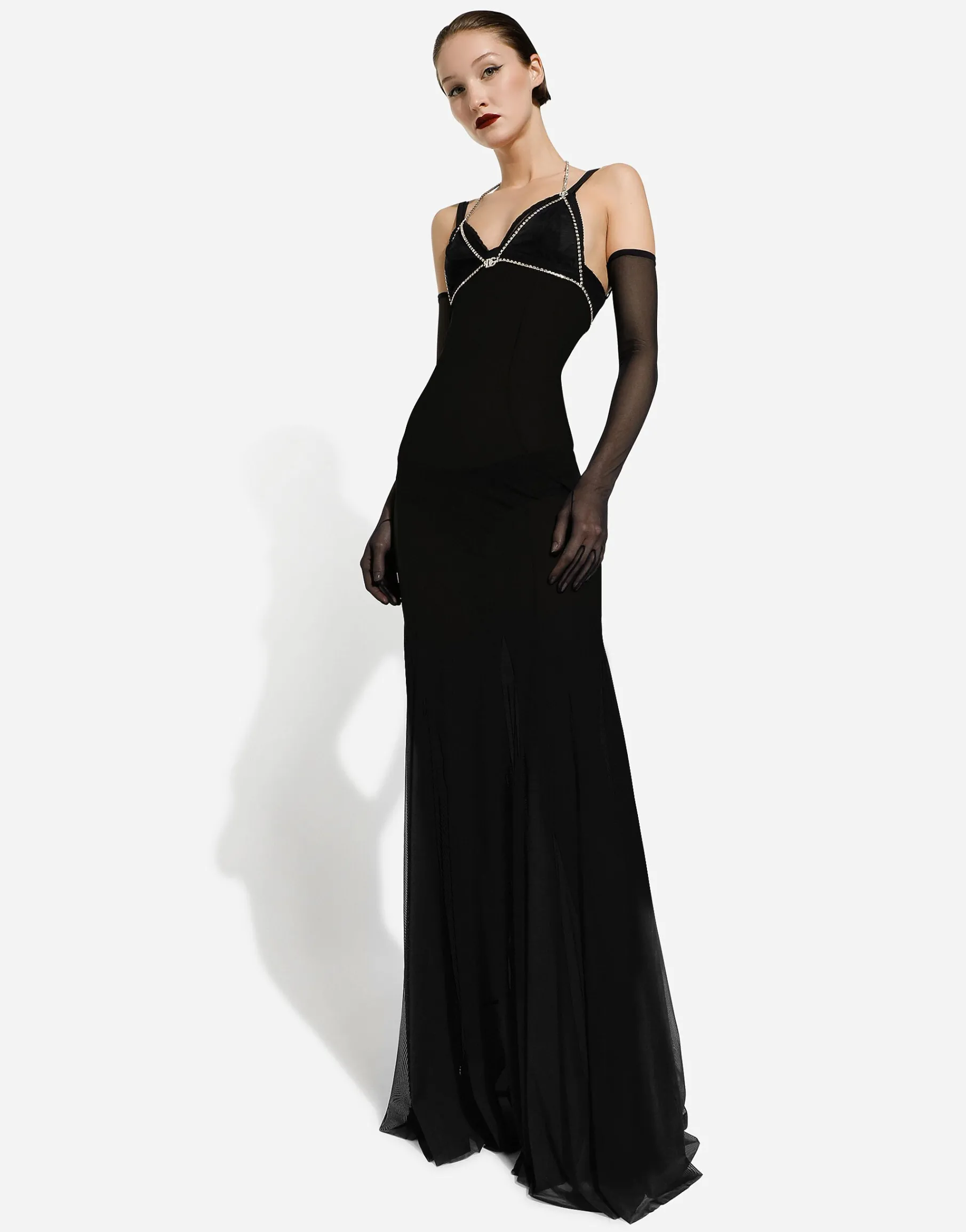 Long tulle slip dress