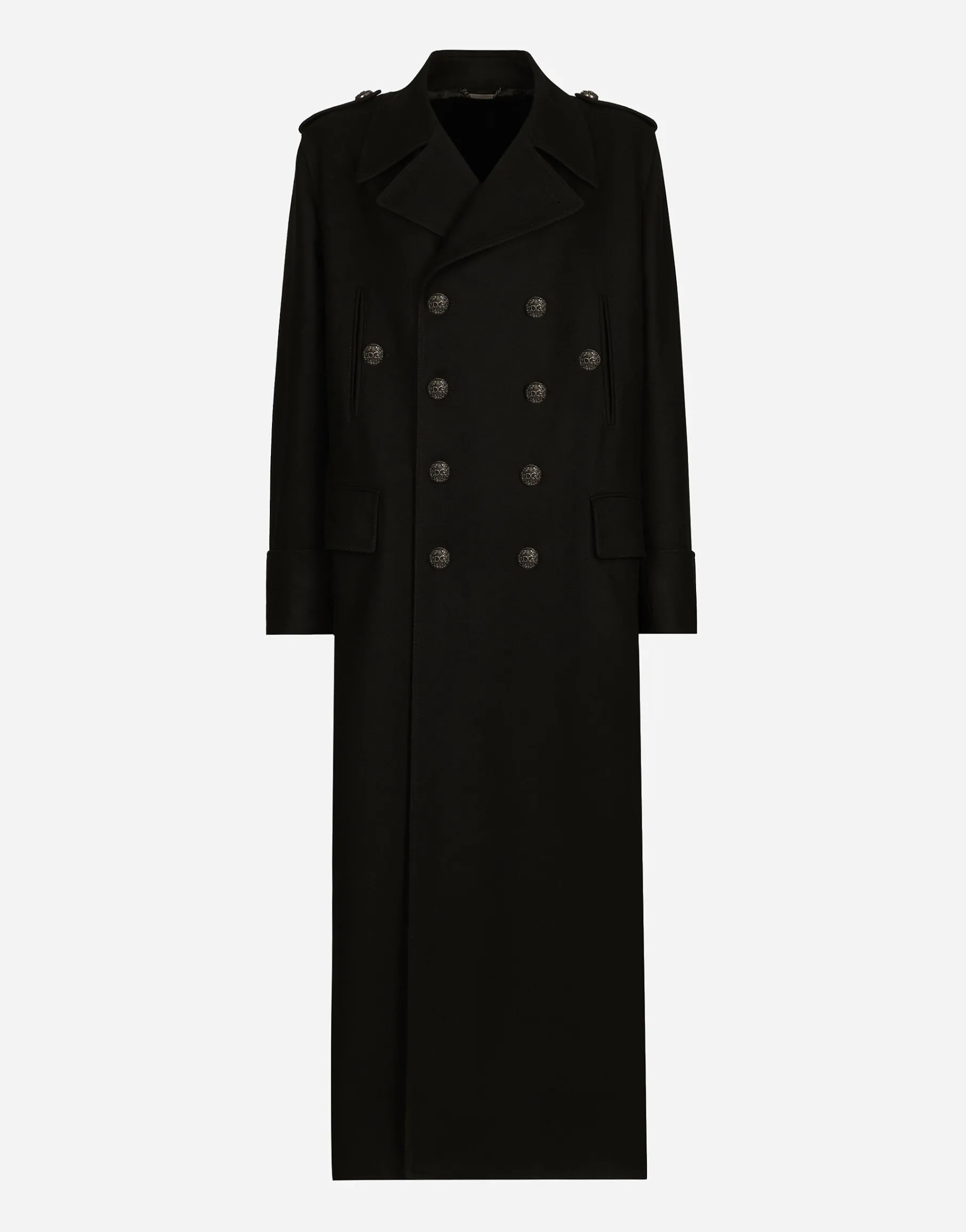 Long wool military-style coat