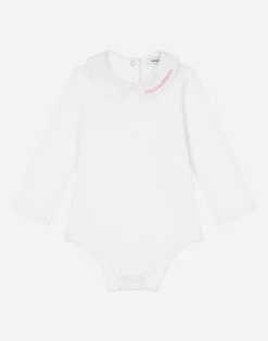 Long-sleeved babygrow with embroidered collar