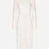 Long-sleeved branded stretch lace dress