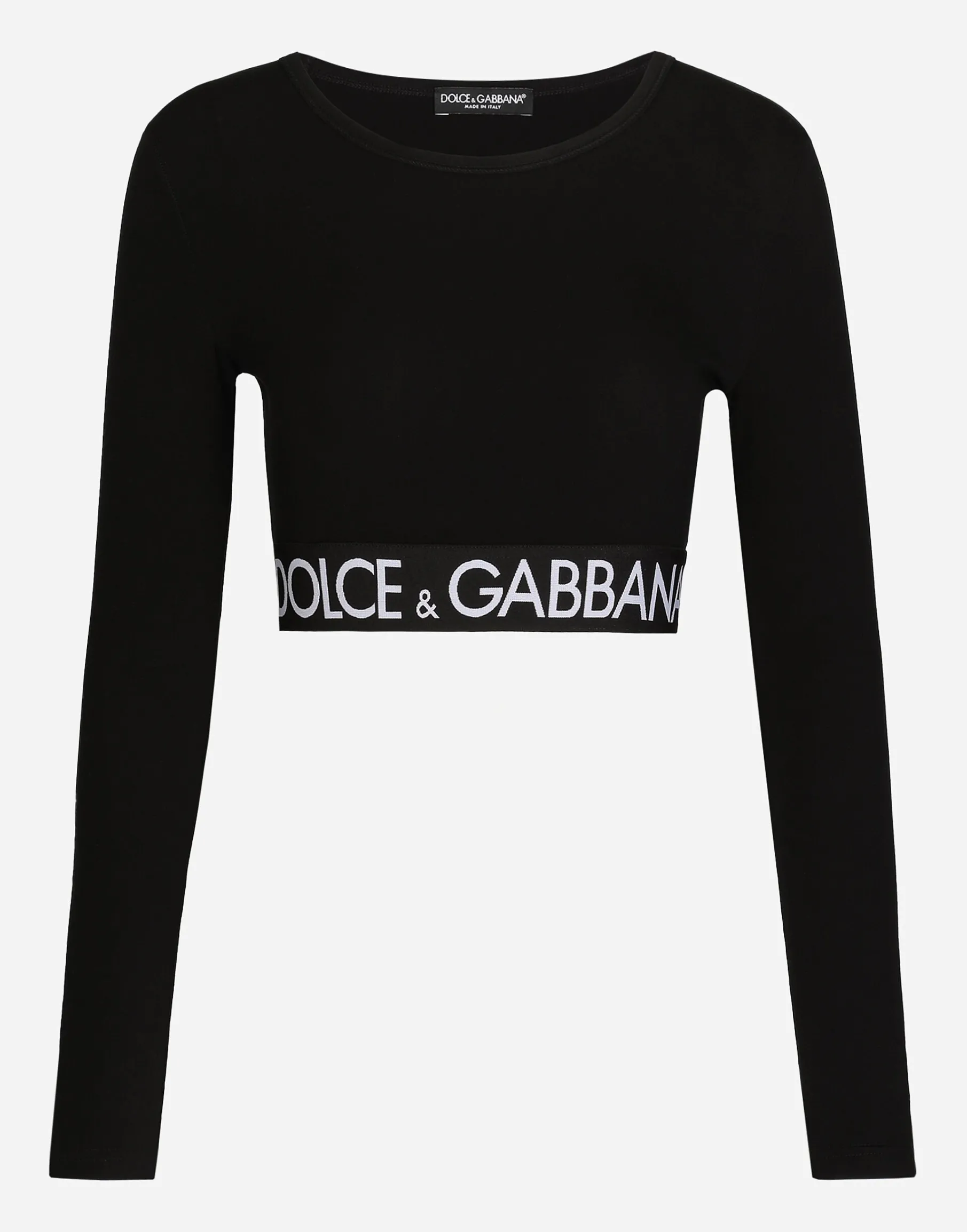 Long-sleeved jersey top with branded elastic