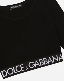 Long-sleeved jersey top with branded elastic