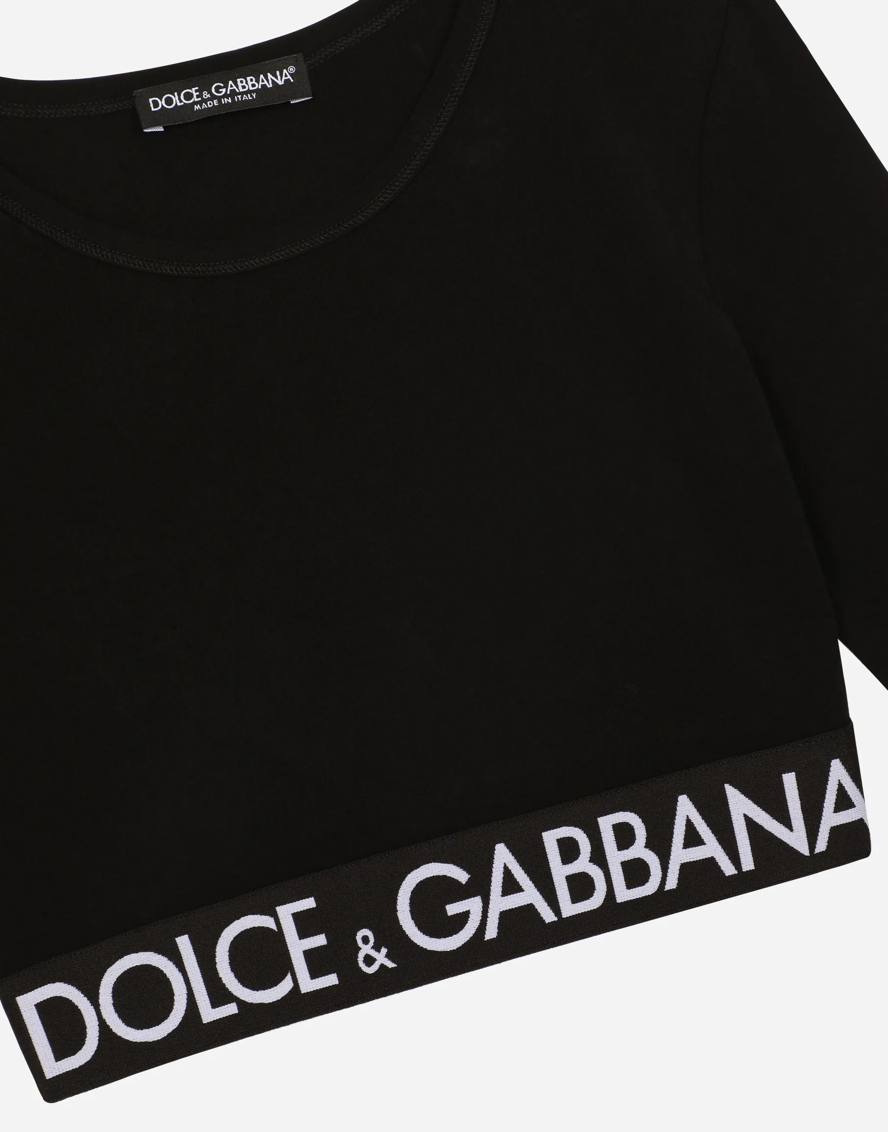 Long-sleeved jersey top with branded elastic