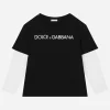 Long-sleeved jersey T-shirt with logo print
