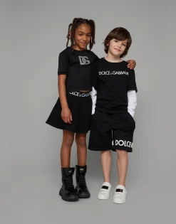 Long-sleeved jersey T-shirt with logo print