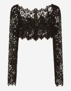 Long-sleeved lace corset top