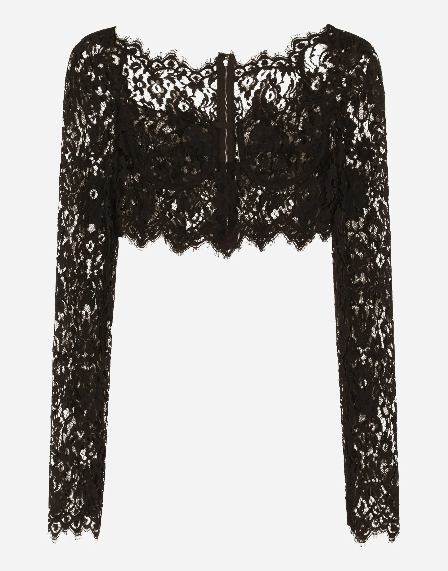 Long-sleeved lace corset top