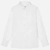 Long-sleeved poplin shirt with jacquard logo