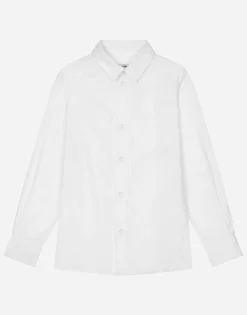 Long-sleeved poplin shirt with jacquard logo