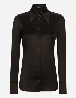 Long-sleeved silk shirt