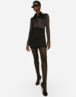 Long-sleeved silk shirt