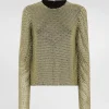 Long-sleeved top in crystal mesh