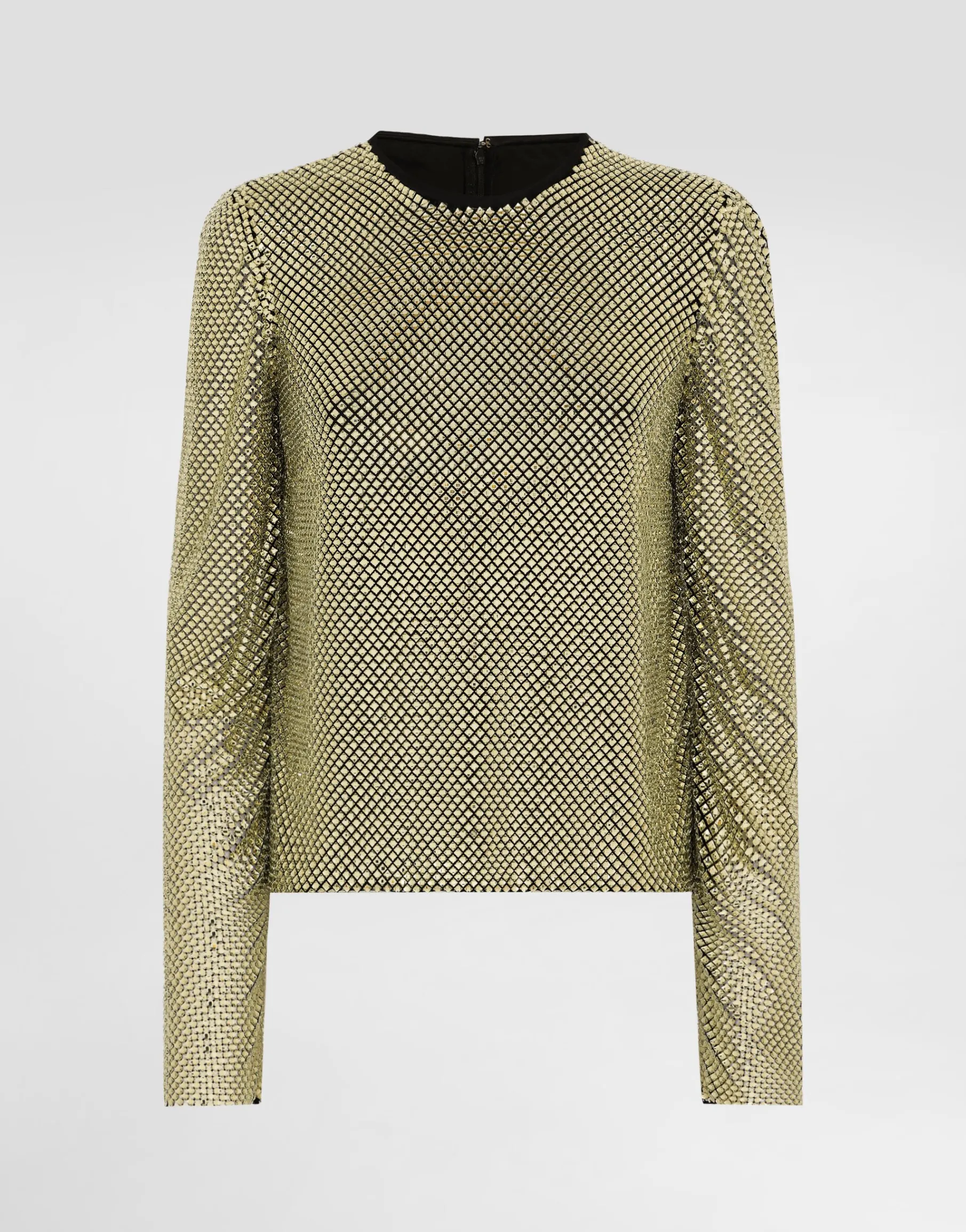 Long-sleeved top in crystal mesh