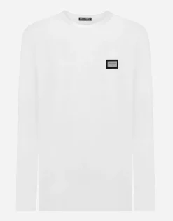 Long-sleeved T-shirt with logo tag