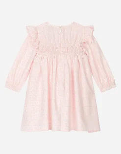 Long-sleeved viyella dress with all-over logo-print