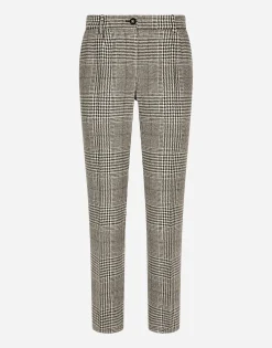 Low-rise glen plaid pants