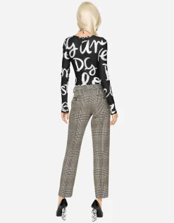 Low-rise glen plaid pants