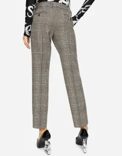 Low-rise glen plaid pants