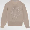 Lurex knit pullover with rhinestone detailing