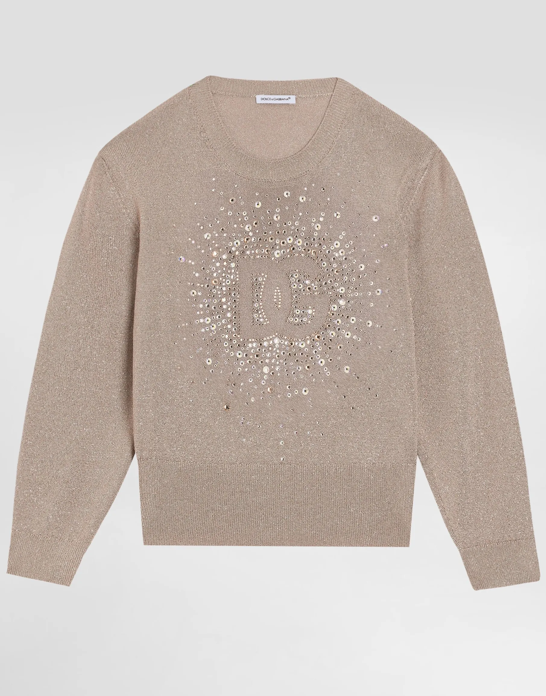 Lurex knit pullover with rhinestone detailing