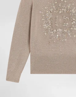 Lurex knit pullover with rhinestone detailing