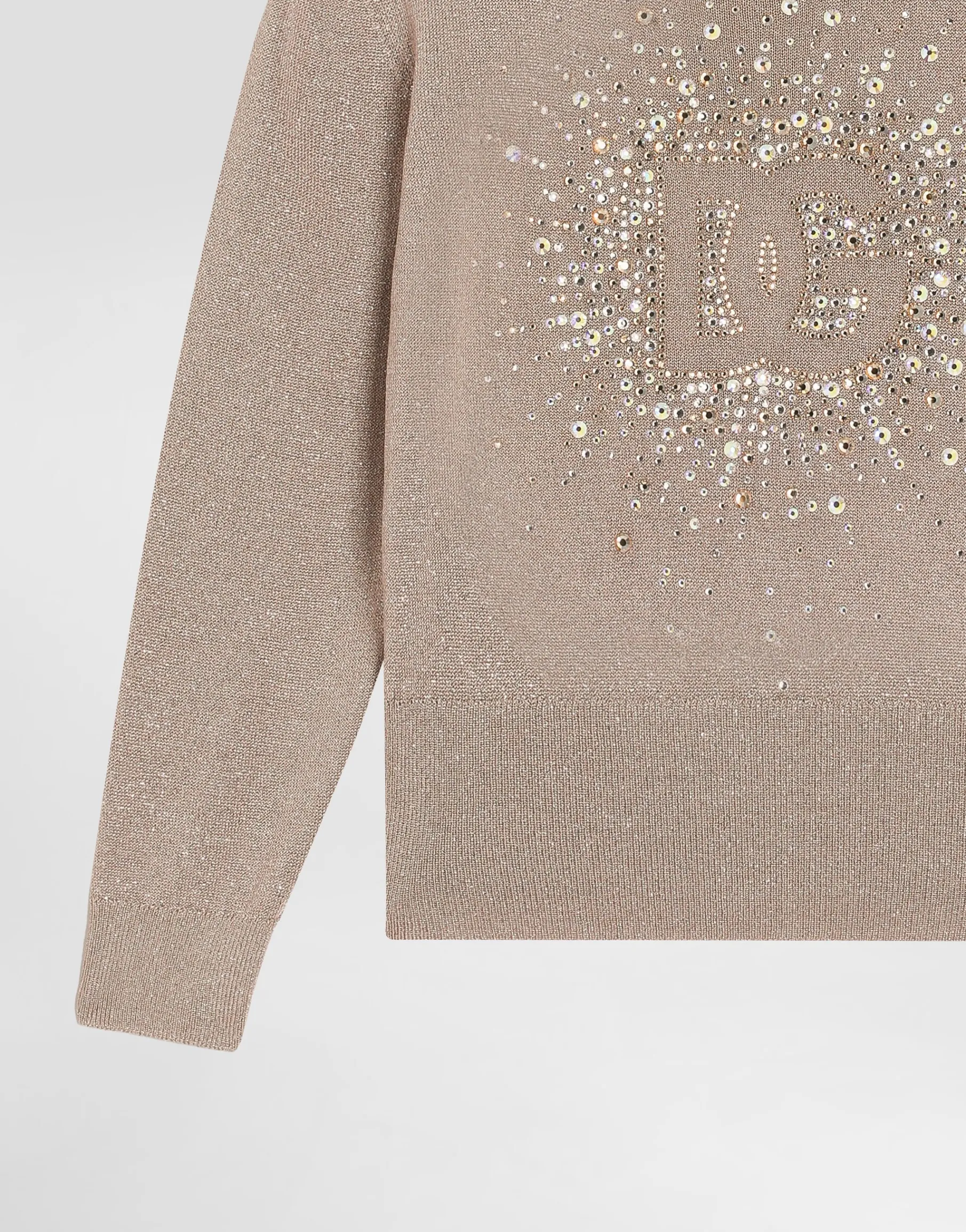 Lurex knit pullover with rhinestone detailing